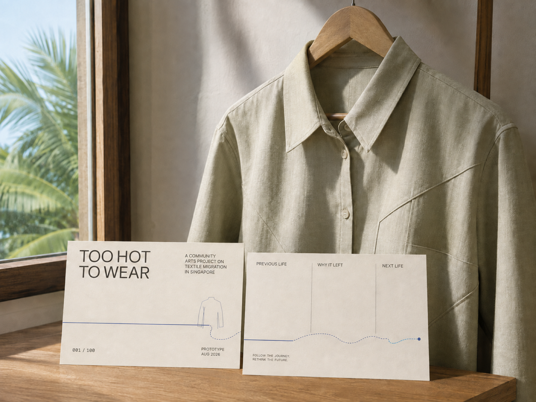 Too Hot to Wear wardrobe postcard prototype